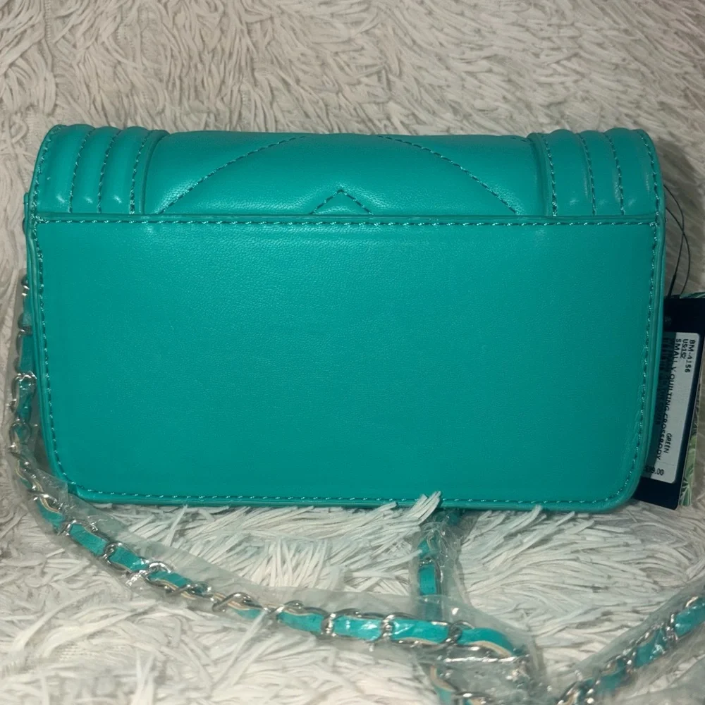 Badgley Mischka Small Chevron Quilted Crossbody Bag In Green Teal - NWT